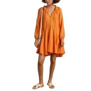 Magaschoni x Anthropologie Organic Gauzy Cotton Mini Dress in Turmeric